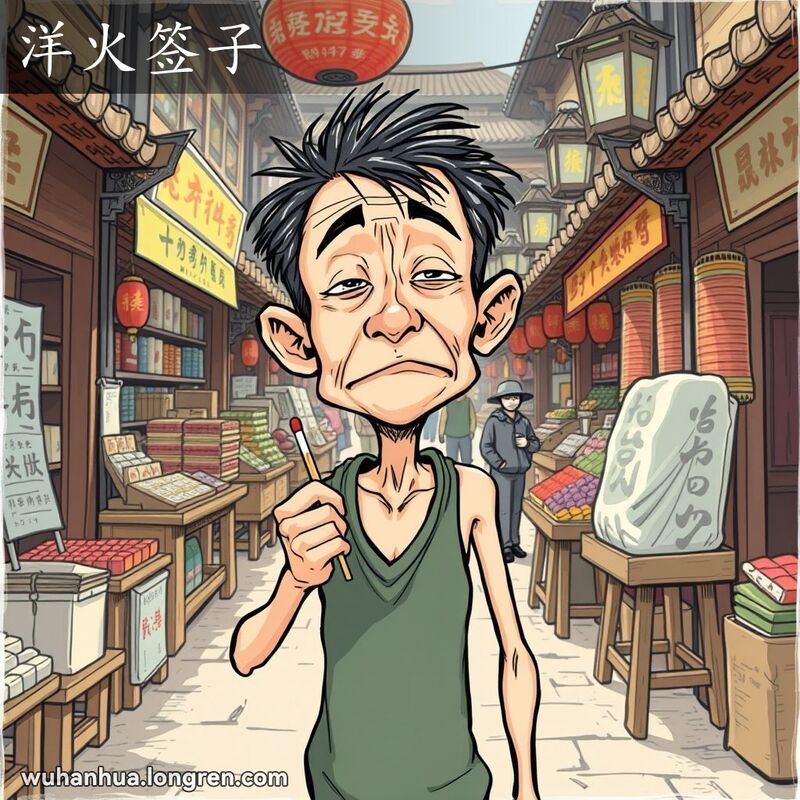 火柴棒儿的旧称,常用来谑喻瘦弱的人。