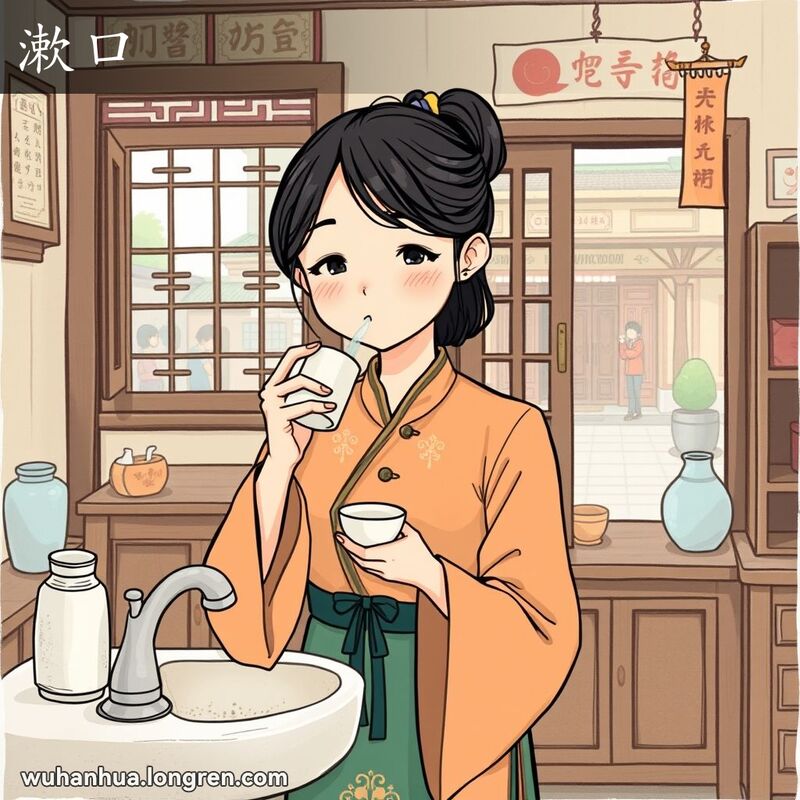 涮口,含水洗口腔。