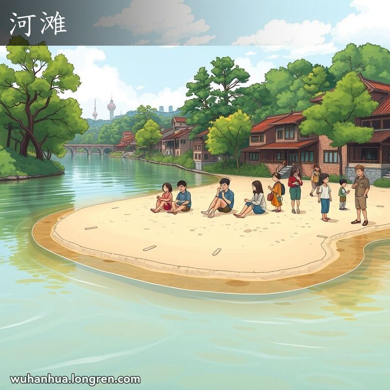 河边水深时淹没,水浅时露出的地方