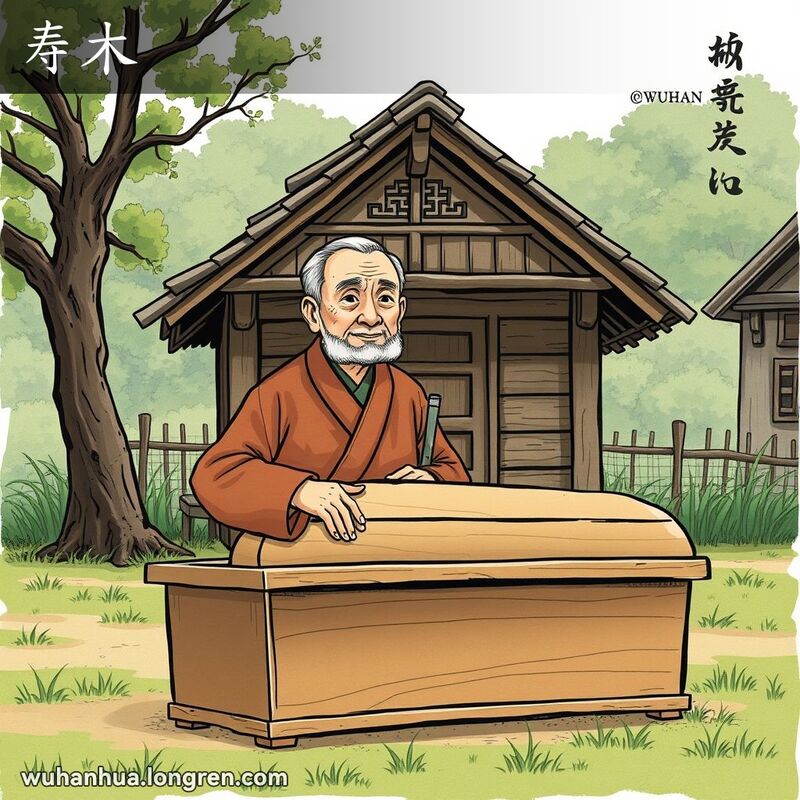 寿材,生前预制的棺材。