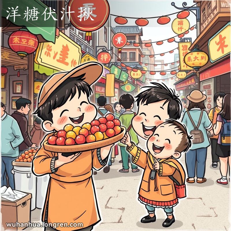 旧是小贩吆喝“洋糖伏汁酒”以出信江米酒,民间用此语逗小儿,把“洒”发间为“揪”,同时揪小儿的鼻尖儿。|