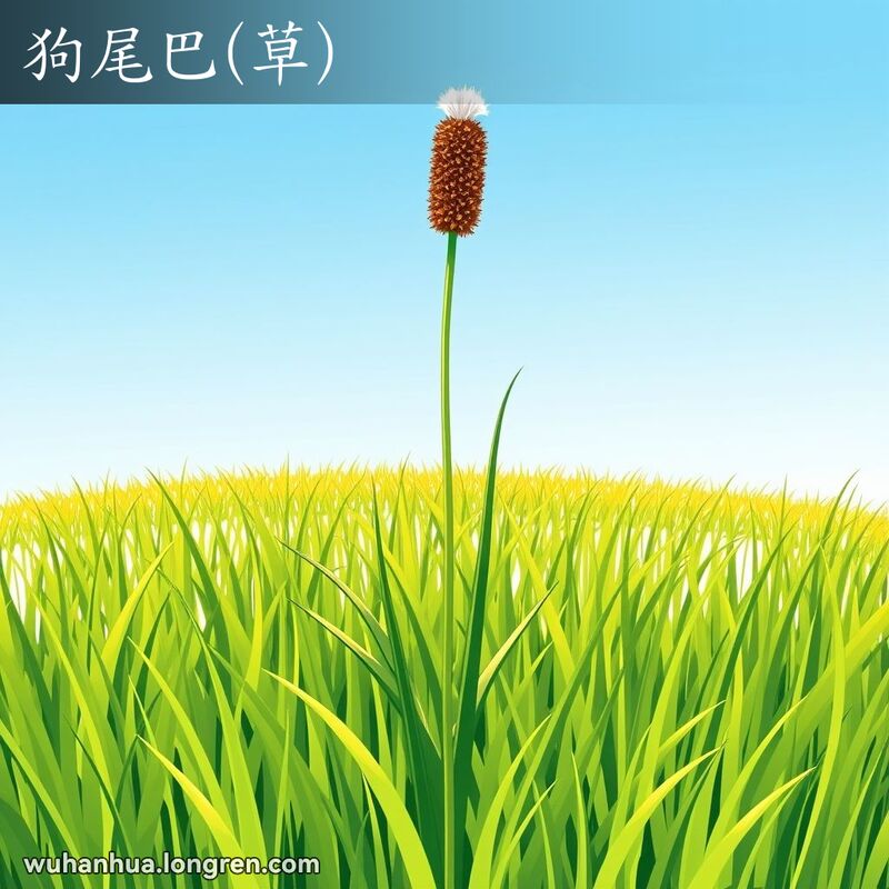 狗尾草,一年生草本植物,叶子细长,花序圆柱形,穗有毛