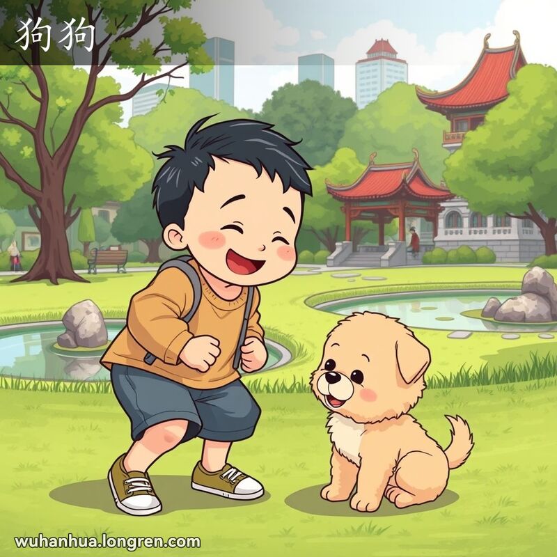 狗,也指小狗,儿童用语