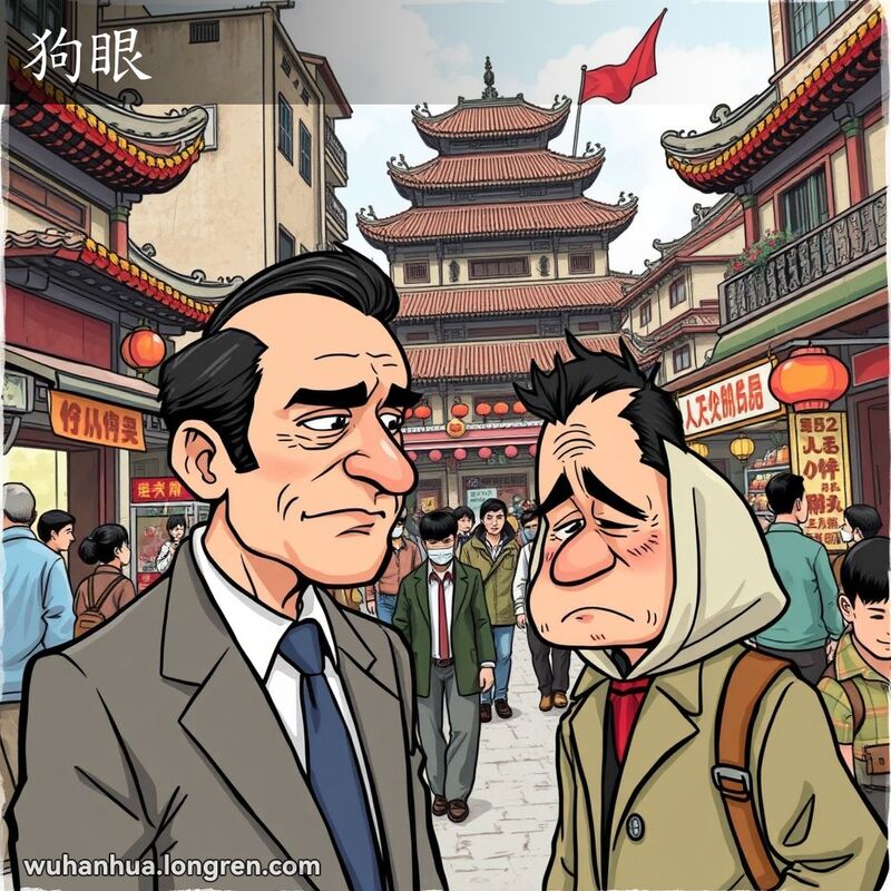 比喻势利眼,视财产地位而分别对待人的一种表现:△~看人低。